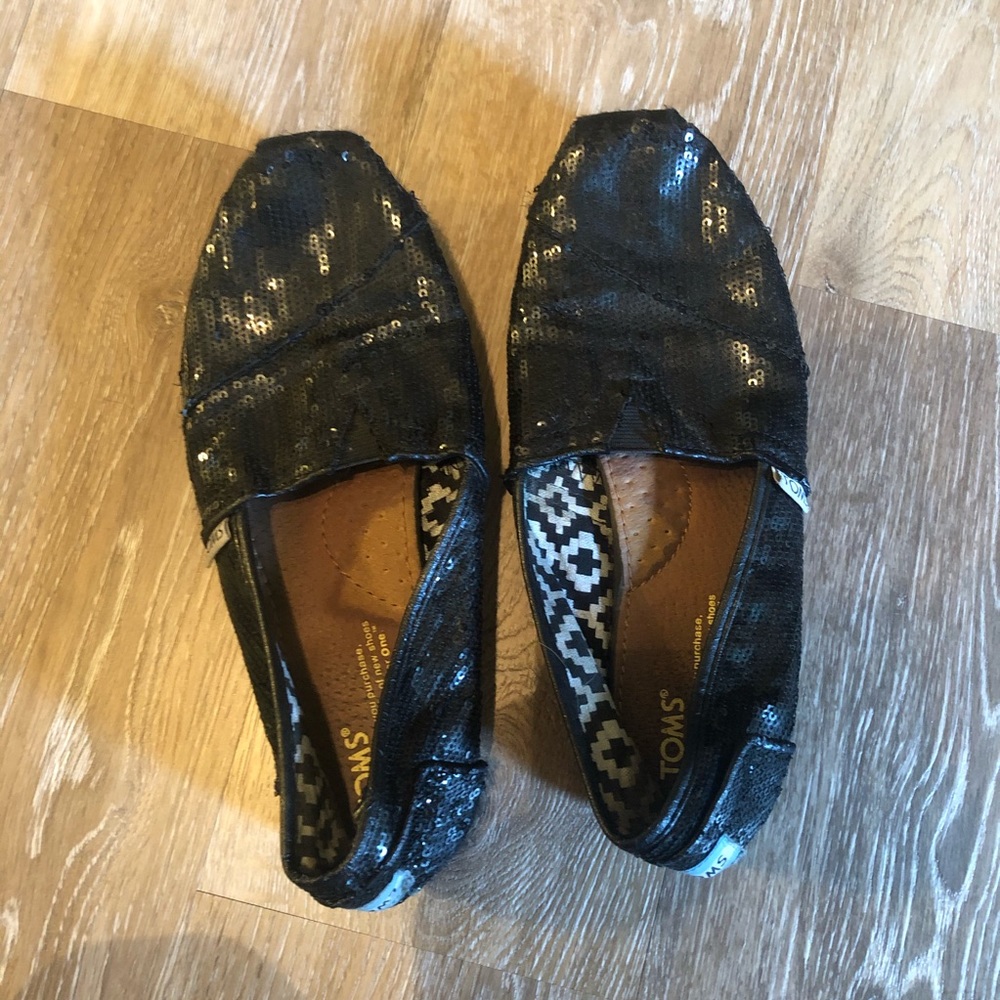 Black Sequined TOMS